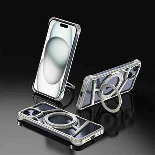 For iPhone 14 Lingkong Series MagSafe Metal Phone Case with Holder(Titanium)