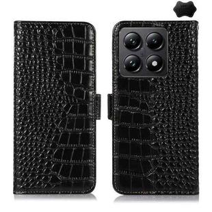 For Xiaomi 14T Crocodile Top Layer Cowhide Leather Phone Case(Black)