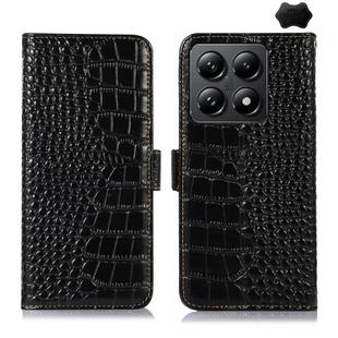 For Xiaomi 14T Pro Crocodile Top Layer Cowhide Leather Phone Case(Black)