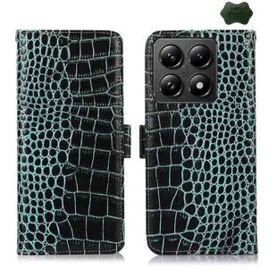 For Xiaomi 14T Pro Crocodile Top Layer Cowhide Leather Phone Case(Green)