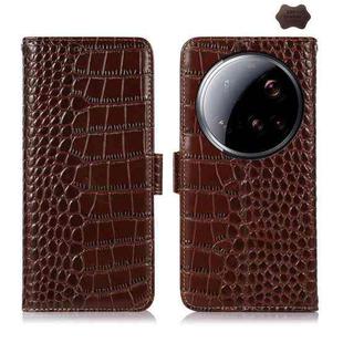 For Xiaomi 15 Ultra Crocodile Top Layer Cowhide Leather Phone Case(Brown)
