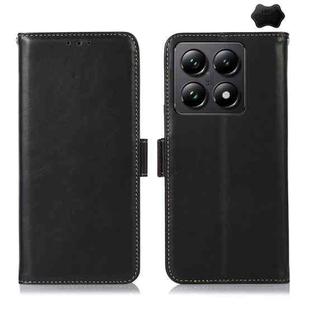 For Xiaomi 14T Pro Magnetic Crazy Horse Texture Genuine Leather RFID Phone Case(Black)