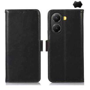For Xiaomi Poco X7 Pro Magnetic Crazy Horse Texture Genuine Leather RFID Phone Case(Black)