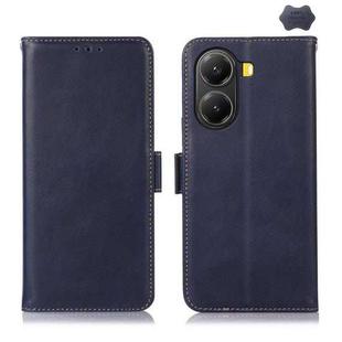 For Xiaomi Poco X7 Pro Magnetic Crazy Horse Texture Genuine Leather RFID Phone Case(Blue)