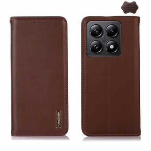 For Xiaomi 14T KHAZNEH Nappa Top Layer Cowhide Leather Phone Case(Brown)