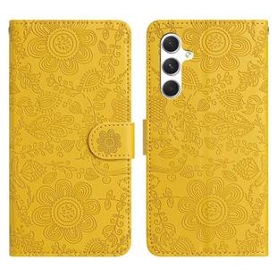 For Samsung Galaxy S24+ 5G Floral Embossed Pattern Leather Phone Case(Yellow)