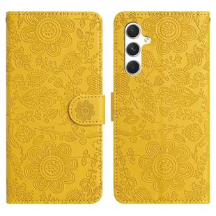 For Samsung Galaxy S25 FE 5G Floral Embossed Pattern Leather Phone Case(Yellow)