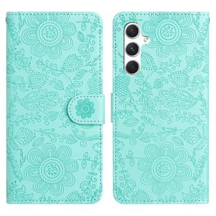 For Samsung Galaxy S25 FE 5G Floral Embossed Pattern Leather Phone Case(Light Green)