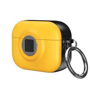 For AirPods Pro 2 Camera Series PC + TPU Headset Shockproof Carbon Fibre Case(Yellow)