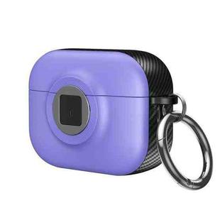 For AirPods Pro 2 Camera Series PC + TPU Headset Shockproof Carbon Fibre Case(Purple)