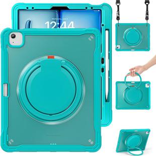 For iPad Air 13 2024 Heavy Duty Hybrid Tablet Case with Handle & Strap(Light Blue)