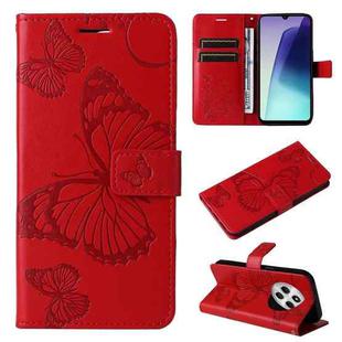 For Redmi 14C 4G Global 3D Butterfly Embossed Pattern Flip Leather Phone Case(Red)