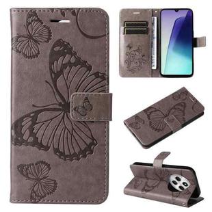 For Redmi 14C 4G Global 3D Butterfly Embossed Pattern Flip Leather Phone Case(Grey)