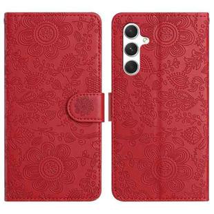 For Samsung Galaxy A05s Floral Embossed Pattern Leather Phone Case(Red)