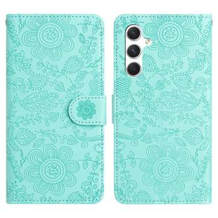 For Samsung Galaxy A54 Floral Embossed Pattern Leather Phone Case(Light Green)