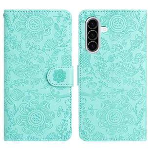 For Samsung Galaxy A36 5G Floral Embossed Pattern Leather Phone Case(Light Green)
