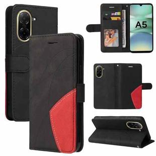 For Redmi A5 4G 173.3mm Dual-color Splicing Flip Leather Phone Case(Black)