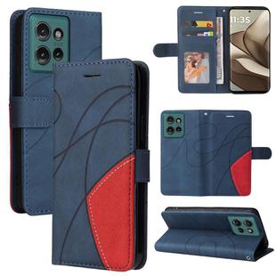 For Motorola Edge 50 5G Dual-color Splicing Flip Leather Phone Case(Blue)