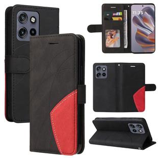 For Motorola Edge 50 Neo Dual-color Splicing Flip Leather Phone Case(Black)