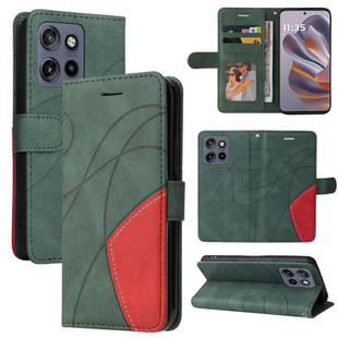 For Motorola Edge 50 Neo Dual-color Splicing Flip Leather Phone Case(Green)