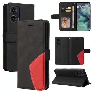 For Motorola Moto G35 Dual-color Splicing Flip Leather Phone Case(Black)