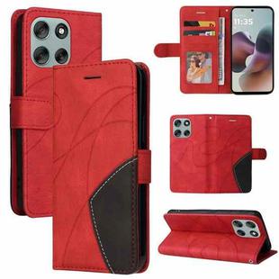 For Motorola Moto G56 5G Dual-color Splicing Flip Leather Phone Case(Red)