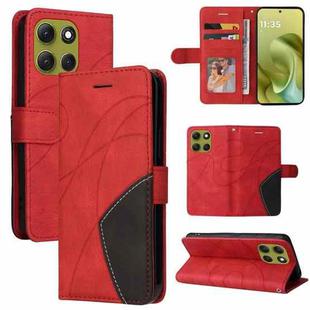 For Motorola Moto G86 5G Dual-color Splicing Flip Leather Phone Case(Red)