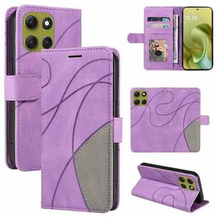 For Motorola Moto G86 5G Dual-color Splicing Flip Leather Phone Case(Purple)