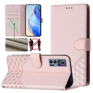 For TCL 30 5G / 4G / 30+ Honeycomb Embossing RFID Leather Phone Case(Pink)