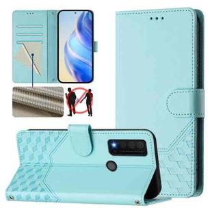 For TCL 30 XE 5G Honeycomb Embossing RFID Leather Phone Case(Mint Green)