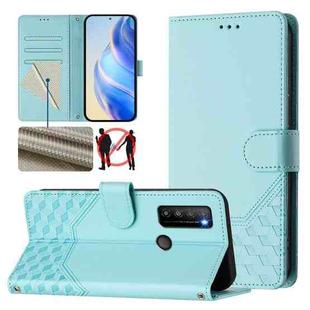 For TCL 30 XL Honeycomb Embossing RFID Leather Phone Case(Mint Green)