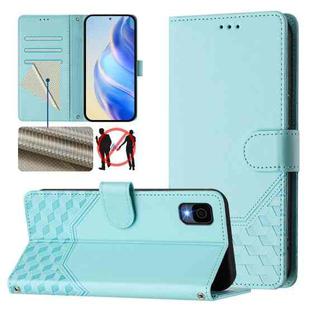 For TCL 30Z Honeycomb Embossing RFID Leather Phone Case(Mint Green)