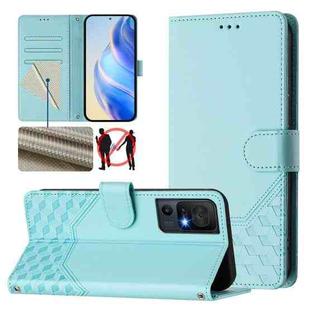 For TCL 40 SE Honeycomb Embossing RFID Leather Phone Case(Mint Green)