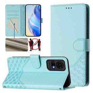 For TCL 50 LE Honeycomb Embossing RFID Leather Phone Case(Mint Green)