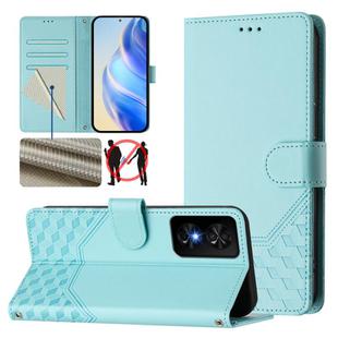 For TCL 50 SE Honeycomb Embossing RFID Leather Phone Case(Mint Green)