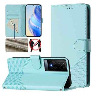 For TCL 50 XE Honeycomb Embossing RFID Leather Phone Case(Mint Green)