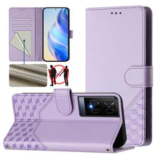 For TCL 50 XE Honeycomb Embossing RFID Leather Phone Case(Light Purple)