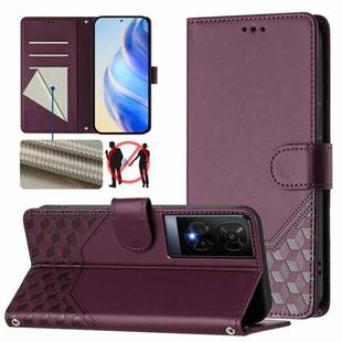 For TCL 50 XE Honeycomb Embossing RFID Leather Phone Case(Violet)