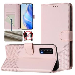 For TCL Stylus 5G Honeycomb Embossing RFID Leather Phone Case(Pink)