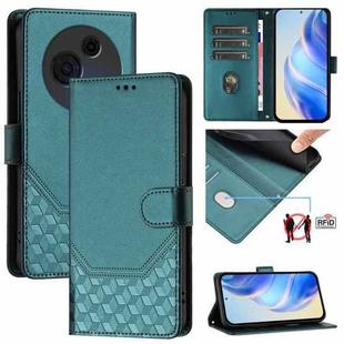 For TCL 60 NxtPaper Honeycomb Embossing RFID Leather Phone Case(Peacock Green)