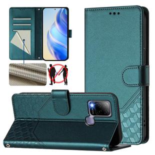 For Infinix Hot 10T / Hot 10S Honeycomb Embossing RFID Leather Phone Case(Peacock Green)