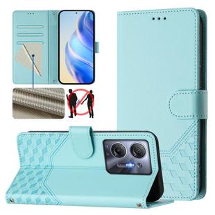 For Infinix Hot 30 5G Honeycomb Embossing RFID Leather Phone Case(Mint Green)