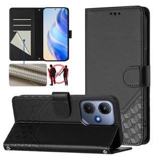 For Infinix Hot 30i Honeycomb Embossing RFID Leather Phone Case(Black)