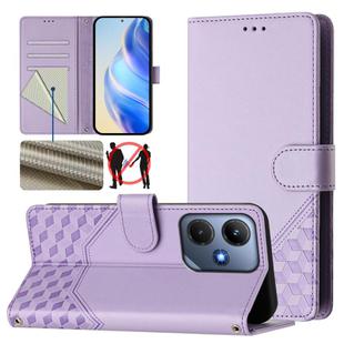 For Infinix Hot 30i Honeycomb Embossing RFID Leather Phone Case(Light Purple)