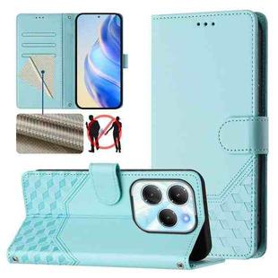 For Infinix Hot 40 4G / Hot 40 Pro 4G Honeycomb Embossing RFID Leather Phone Case(Mint Green)