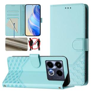 For Infinix Note 40 4G Honeycomb Embossing RFID Leather Phone Case(Mint Green)