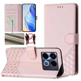 For Infinix Note 40 4G Honeycomb Embossing RFID Leather Phone Case(Pink)