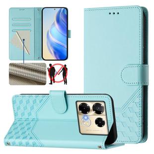 For Infinix Note 40 Pro 5G / 4G Honeycomb Embossing RFID Leather Phone Case(Mint Green)