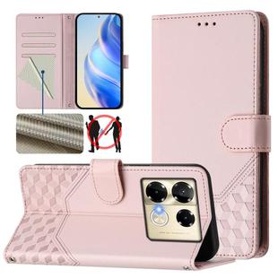 For Infinix Note 40 Pro 5G / 4G Honeycomb Embossing RFID Leather Phone Case(Pink)