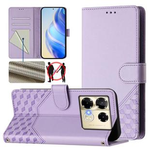 For Infinix Note 40 Pro 5G / 4G Honeycomb Embossing RFID Leather Phone Case(Light Purple)